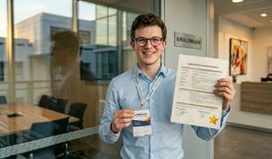 Étudiant adulte préparant son CV et son profil LinkedIn à l'Espace Gambon Formation.